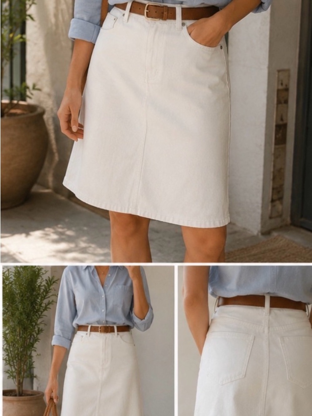 CO Cream A-Line Denim Skirt